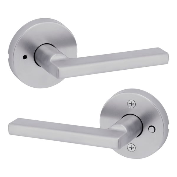 Kwikset Halifax Lever with Round Rose Privacy Door Lock with 6AL Latch and RCS Strike Satin Chrome Finish 730HFLRDT-26D - main